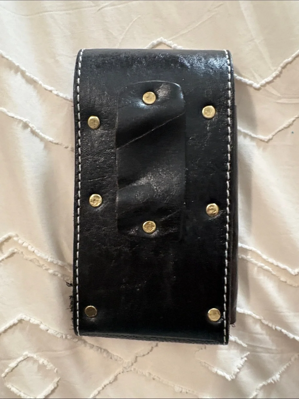 Men's Black Tooled Leather Wallet Phone Case - Classic Bifold Style